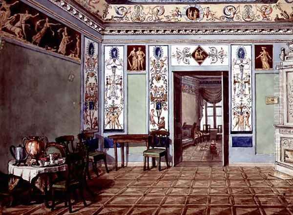 Neo-Classical Etruscan Breakfast Room, 1820 Oil Painting by Anonymous Artist