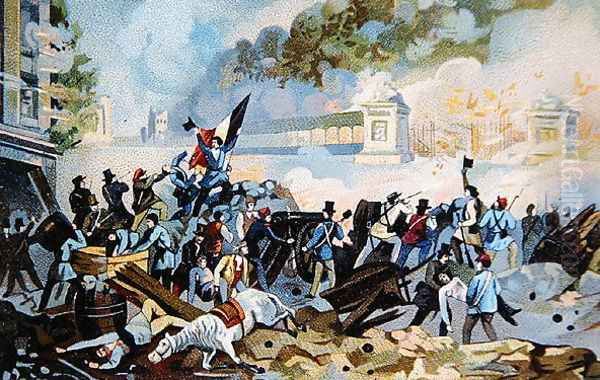 Wallonian volunteers attacking on 23rd October 1830 during the Dutch invasion of Belgium to try to reassert control Oil Painting by Anonymous Artist