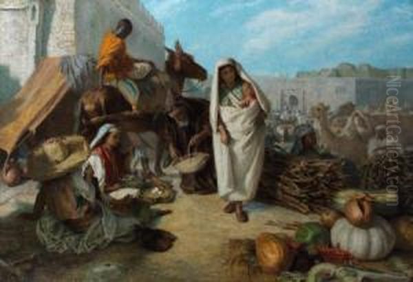 Scene De Marche Au Maroc Oil Painting by John Stirling