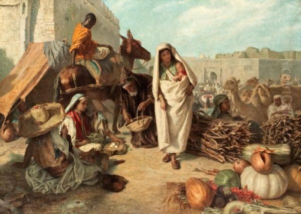 Al-sok -market In Marocco Oil Painting by John Stirling