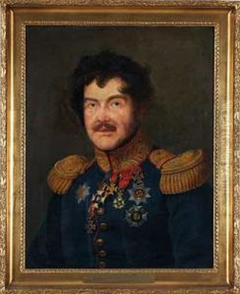 Portrait Des Generalleutnant Reichsfrh. Von Hugel, Ludwigsburg 1775 - 1837 Stuttgart Oil Painting by Franz Seraph Stirnbrand