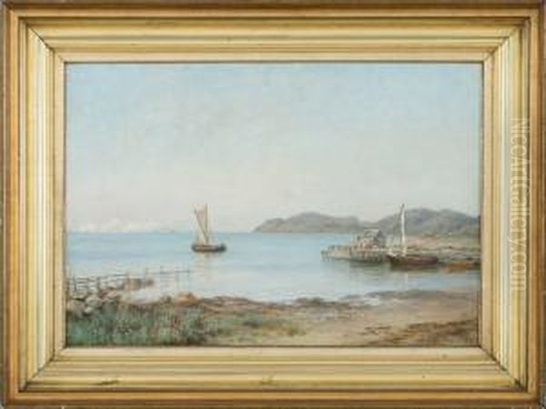 View From Kullen With Sailing Boats On The Water Oil Painting by Sophie Louise Stjernstedt