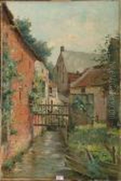 Coin De Village Au Ruisseau Oil Painting by Pieter Stobbaerts