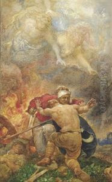 Cain And Abel: The Struggle Against Evil Oil Painting by Henry John Stock