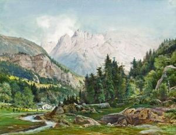 Das Karwendelgebirge Oil Painting by Johann Friedrich Stock