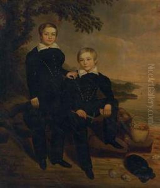 Portrait Of William Wilson Stephenson And Marcus Pendeltonstephenson, Jr., Brooklyn, New York Oil Painting by Joseph Whiting Stock