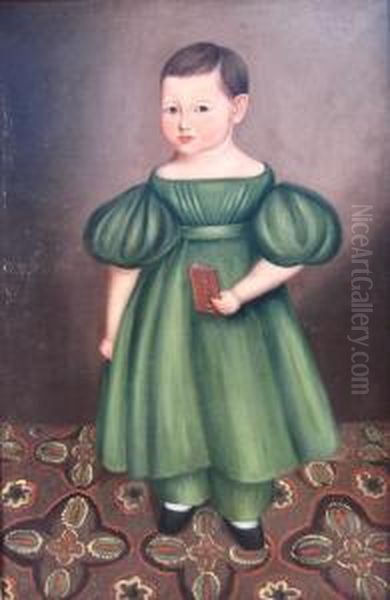 Child In Green Dress Oil Painting by Joseph Whiting Stock