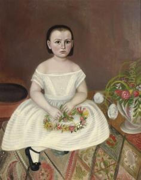 Young Girl In White Dress Oil Painting by Joseph Whiting Stock