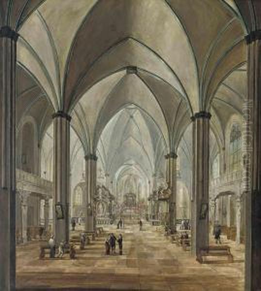 The Interior Of A Cathedral Oil Painting by Christian Stocklin