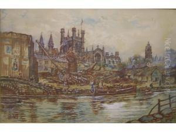 Bly - The Cross, Chester From The Rows Oil Painting by Anton Stockmann