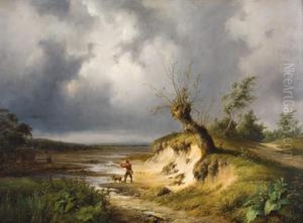 Landschap Met Jager Oil Painting by Ildephonse Stocquart