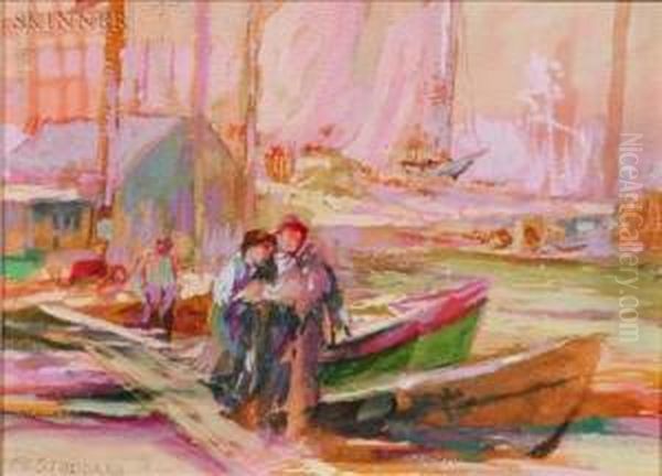 In The Harbor Oil Painting by Frederick Lincoln Stoddard