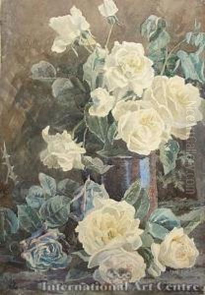 White Roses Oil Painting by Margaret Olrog Stoddart