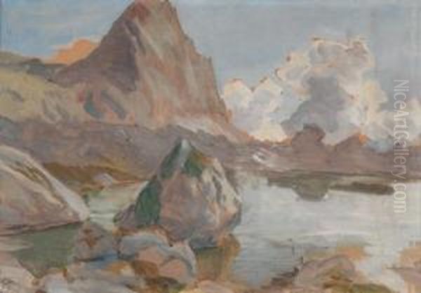 Triglavsee Oil Painting by Ernst Stohr