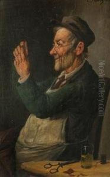 A Tailor Oil Painting by Carl Siegfried Stoitzner