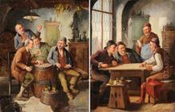 Gegenstucke: Beim Wurfelspiel Oil Painting by Carl Siegfried Stoitzner