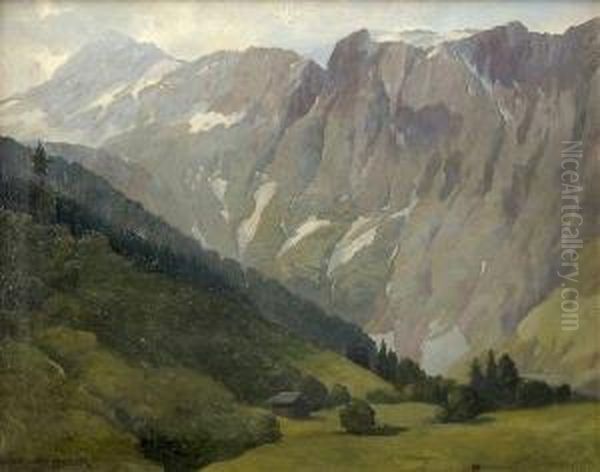 Les Alpes Autrichiennes Oil Painting by Konstantin Stoitzner