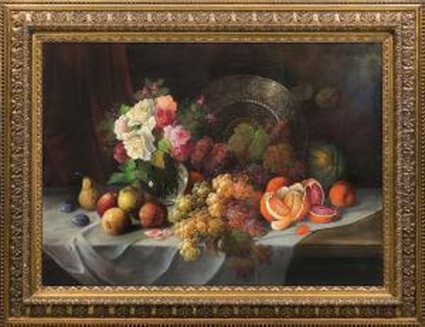 Still Life With Fruit Oil Painting by Rudolf Stoitzner