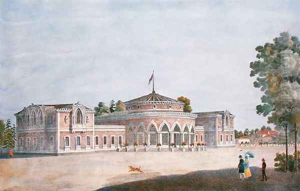 Railway Station and French Restaurant in the Catherine Park, 1824 Oil Painting by Anonymous Artist