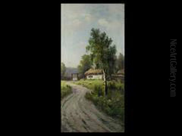 Der Dorfweg Oil Painting by Ewgenij Iwanowitsch Stoliza