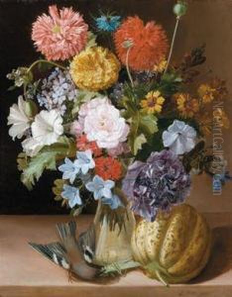 Blumenstuck Mit Kurbis Oil Painting by Leopold Stoll