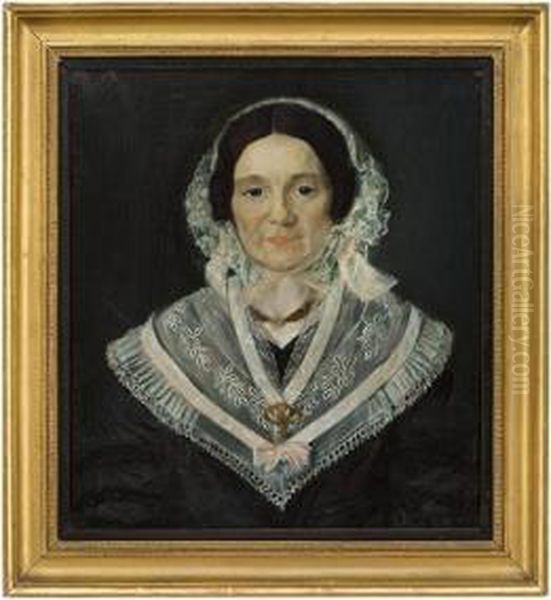 Portrait Of Johanneelisabeth Dannholm 1843 Oil Painting by Mathias Stoltenberg