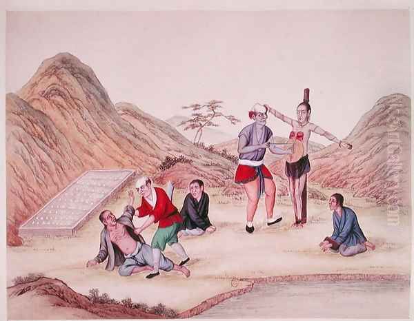 Methods of punishing criminals in China Oil Painting by Anonymous Artist