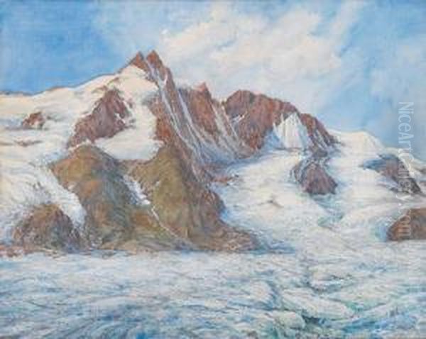 A Motif From Grosglockner Oil Painting by Ignaz Stolz