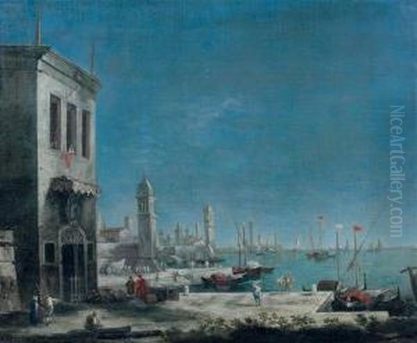 Vue Imaginaire De La Lagune De Venise Oil Painting by Antonio, Tonino Stom