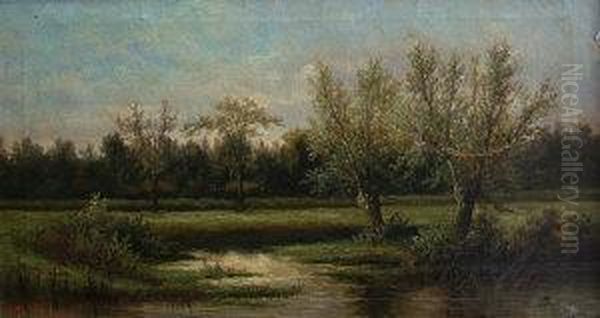 Wooder River Landscape Oil Painting by Ada Stone