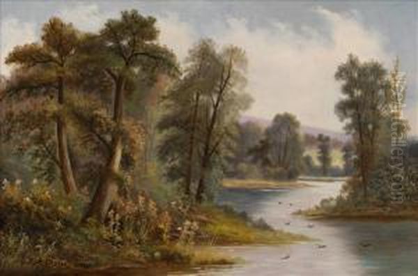 River Scene Oil Painting by Ada Stone