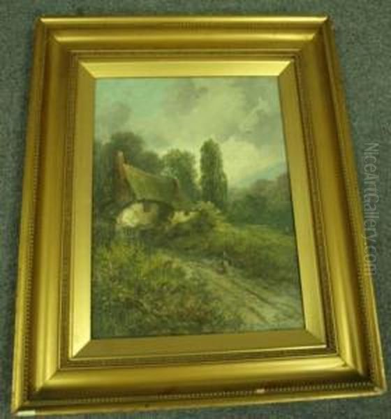 Cottage In Lane Oil Painting by Horatio Stone