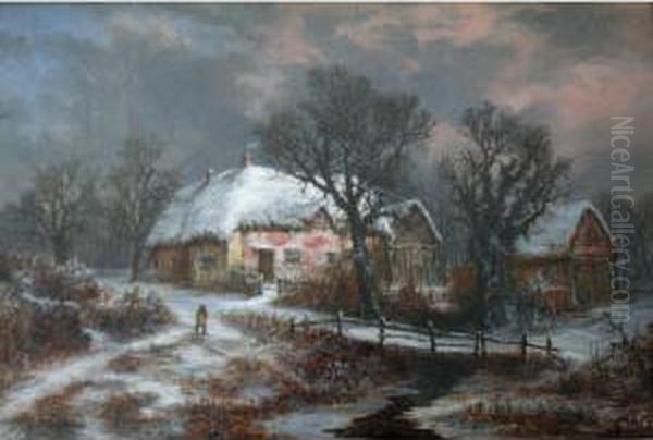 Old House Near Bromsgrove Oil Painting by William R. Stone