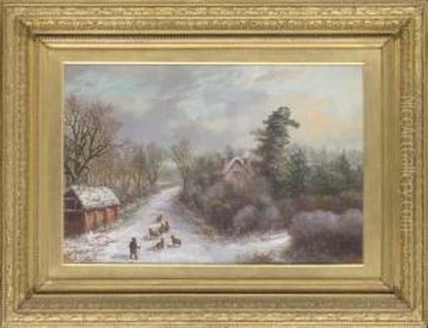 Stoney Lane, Winter Oil Painting by William R. Stone