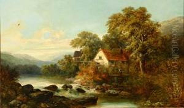 The Nant Mill, North Wales Oil Painting by William R. Stone