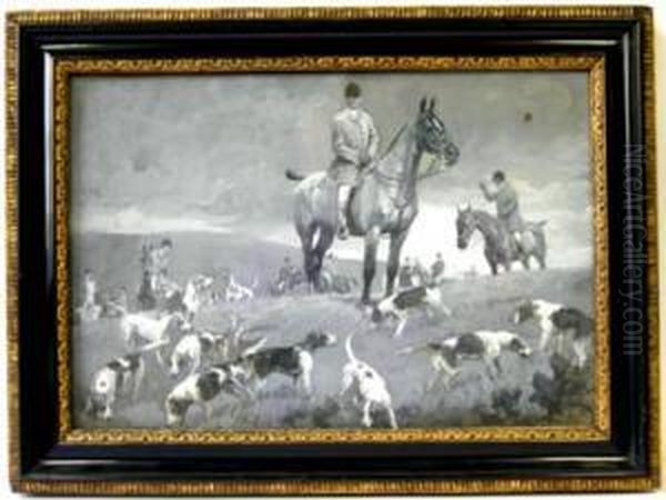 Scena Di Caccia Alla Volpe A Cavallo Con Cani Oil Painting by Frank P. Stonelake