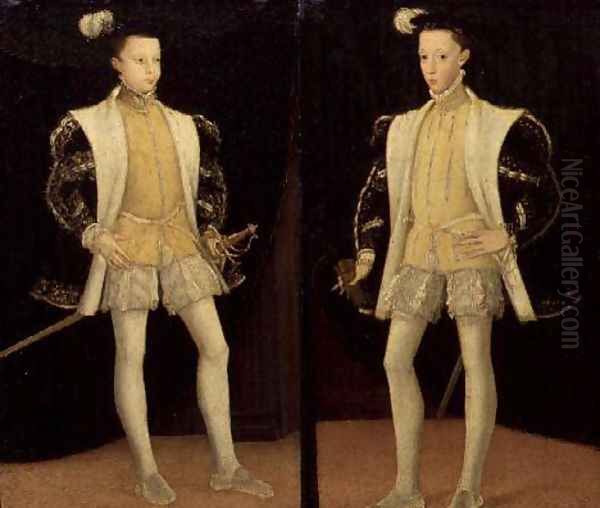 Left to right Francis II (1544-60) and Charles IX (1550-74) of France Oil Painting by Anonymous Artist