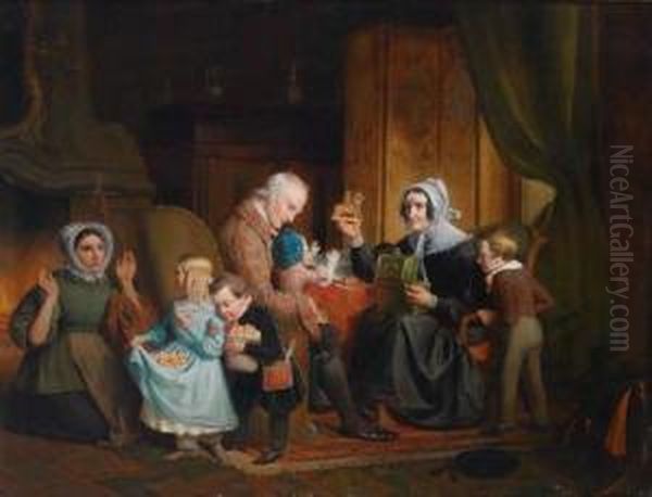 Die Weihnachtsgeschenke Oil Painting by Willem Benedictus Stoof