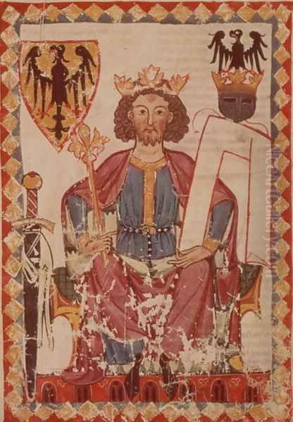 MS. Pal. germ. 848 King Henry, illustration from the Manasse Codex, a collection of courtly love songs, probably from Zurich, c.1300-20 Oil Painting by Anonymous Artist