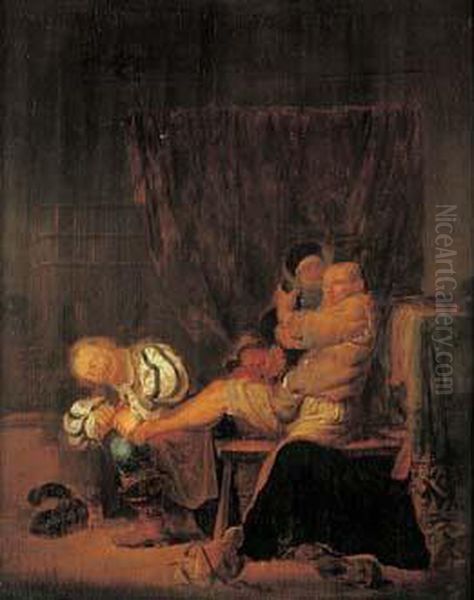 scene De Pedicure Oil Painting by Maerten Stoop