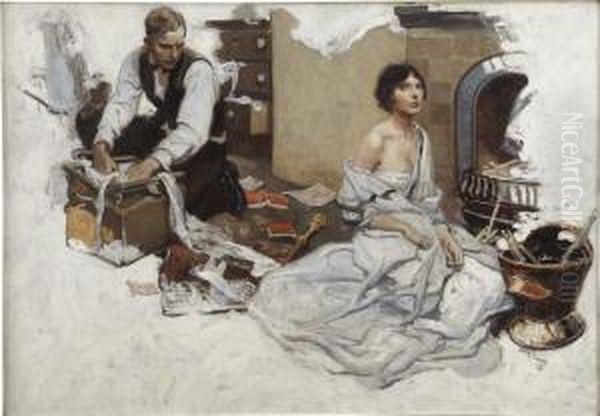 Couple At Hearth Oil Painting by Herbert Morton Stoops