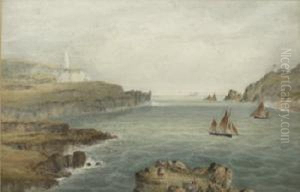 The Entrance To Baltimore Harbour, Co. Cork; Sherkin Island Off The Cork Coast Oil Painting by Robert Lowe Stopford