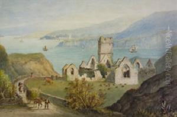 Thirkin Abbey, Baltimore Harbour, Co. Cork Oil Painting by Robert Lowe Stopford