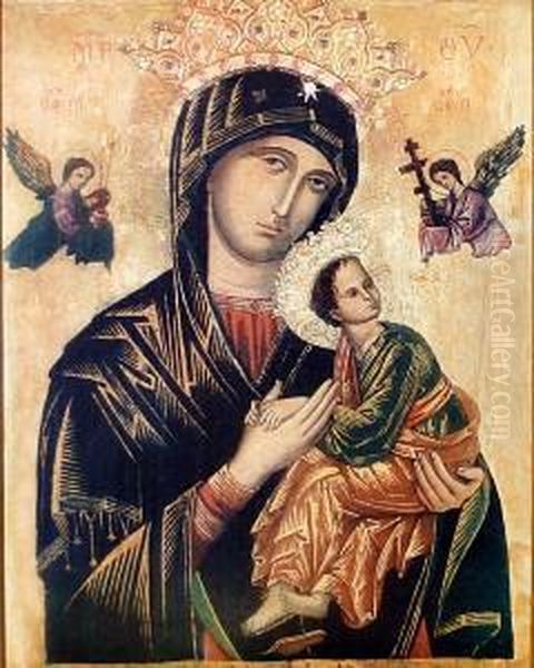 The Madonna Oil Painting by Augusto Guglielmo Stoppoloni