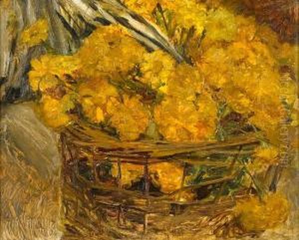 Blumenkorb Mit Tagetes Oil Painting by Carl Storch