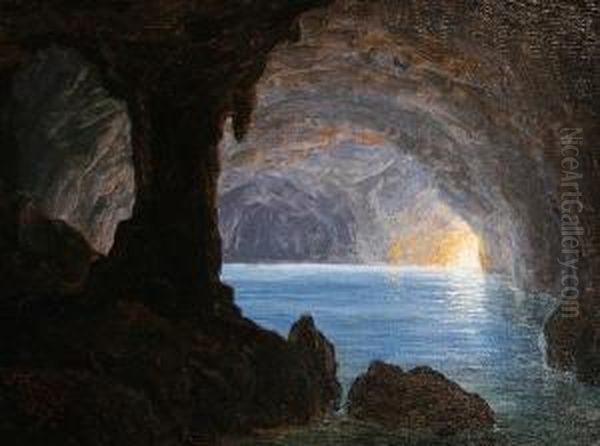 The Blue Grotto, Capri Oil Painting by Frederik Ludwig Storch