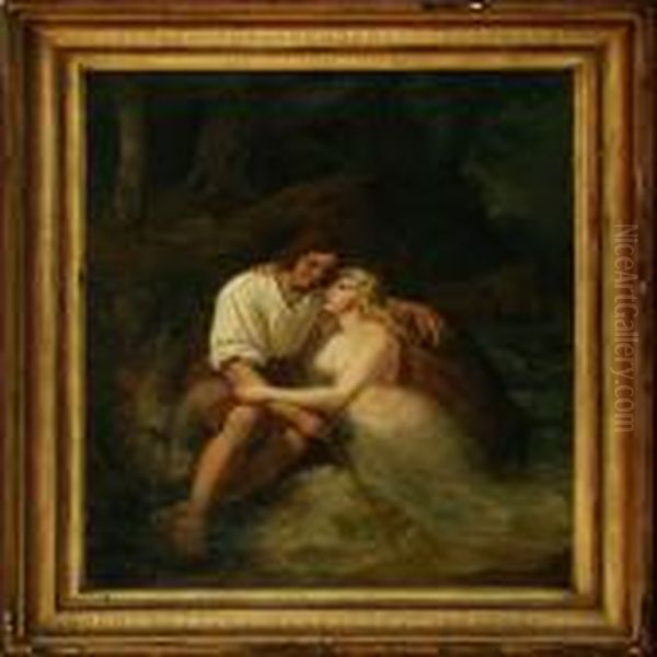 Mythological Scenery With A Young Woman And A Man Oil Painting by Frederik Ludwig Storch