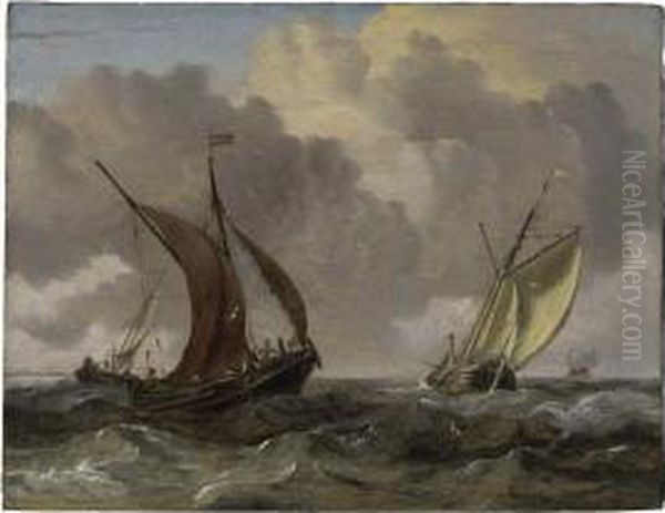 A Waterschip Oil Painting by Abraham Storck