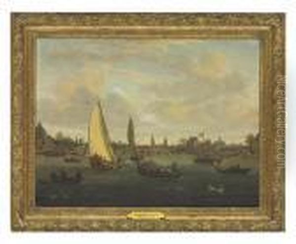 A View Of The Amstel, Amsterdam Oil Painting by Abraham Storck