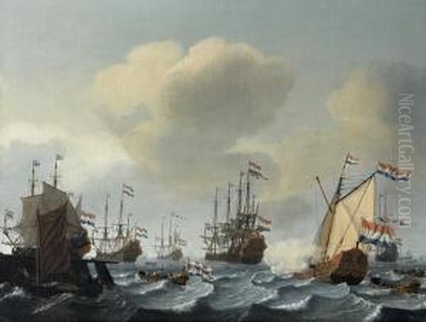 Navires En Mer Oil Painting by Jacobus Storck